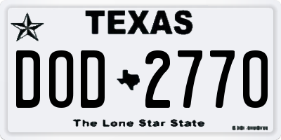 TX license plate DOD2770