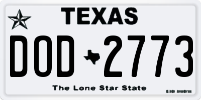 TX license plate DOD2773