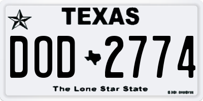 TX license plate DOD2774