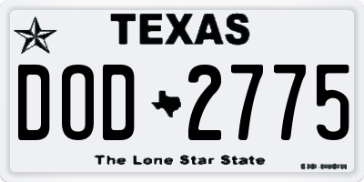 TX license plate DOD2775