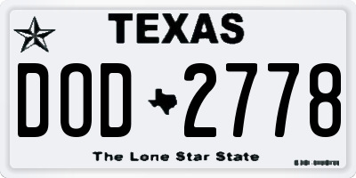 TX license plate DOD2778