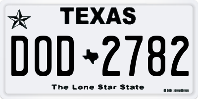 TX license plate DOD2782
