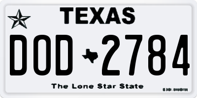 TX license plate DOD2784