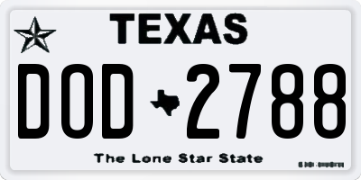 TX license plate DOD2788