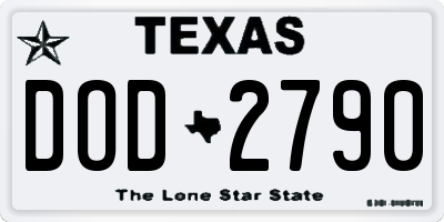 TX license plate DOD2790