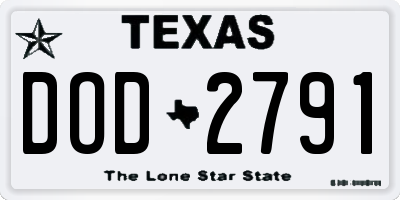 TX license plate DOD2791