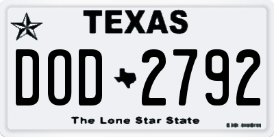 TX license plate DOD2792
