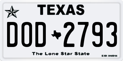 TX license plate DOD2793