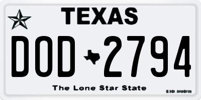 TX license plate DOD2794