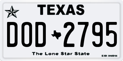 TX license plate DOD2795