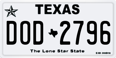 TX license plate DOD2796