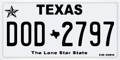 TX license plate DOD2797