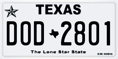 TX license plate DOD2801