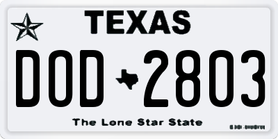 TX license plate DOD2803