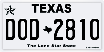 TX license plate DOD2810