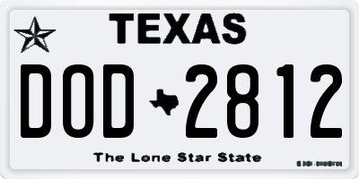 TX license plate DOD2812