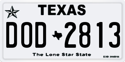 TX license plate DOD2813