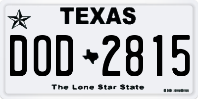 TX license plate DOD2815