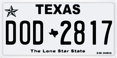 TX license plate DOD2817