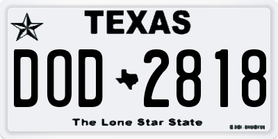 TX license plate DOD2818