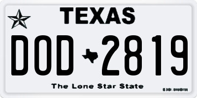 TX license plate DOD2819