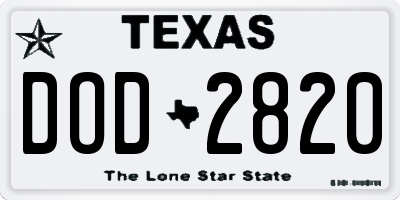 TX license plate DOD2820