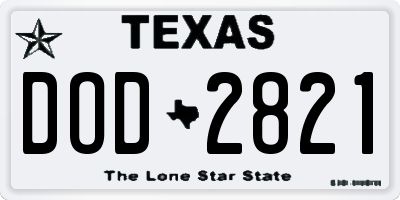 TX license plate DOD2821