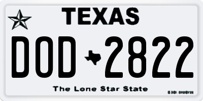 TX license plate DOD2822