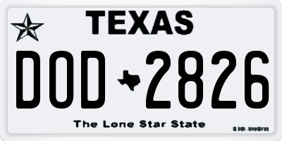 TX license plate DOD2826