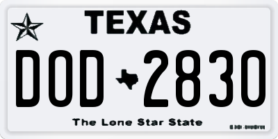 TX license plate DOD2830