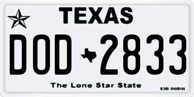 TX license plate DOD2833
