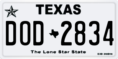 TX license plate DOD2834