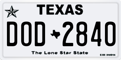 TX license plate DOD2840