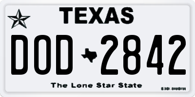TX license plate DOD2842