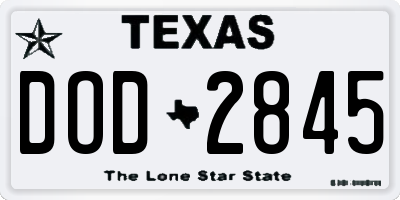 TX license plate DOD2845