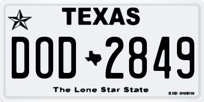 TX license plate DOD2849