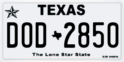 TX license plate DOD2850