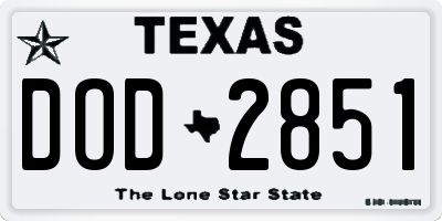 TX license plate DOD2851
