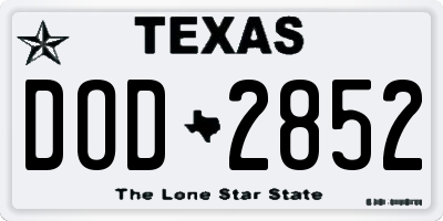 TX license plate DOD2852