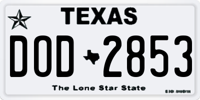 TX license plate DOD2853