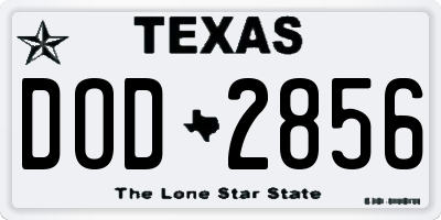 TX license plate DOD2856