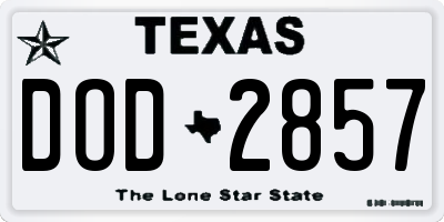TX license plate DOD2857