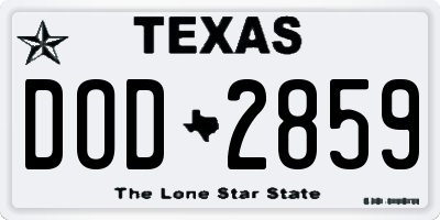 TX license plate DOD2859