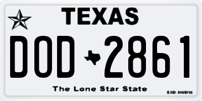 TX license plate DOD2861
