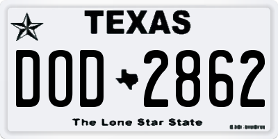 TX license plate DOD2862