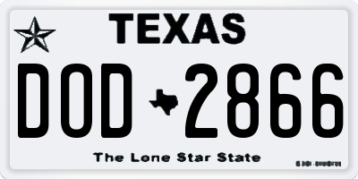 TX license plate DOD2866