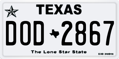 TX license plate DOD2867