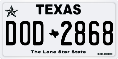 TX license plate DOD2868