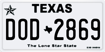 TX license plate DOD2869