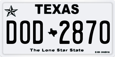 TX license plate DOD2870